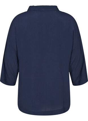 Viskoseskjorte med 3/4-ermer, Navy Blazer, Packshot image number 1