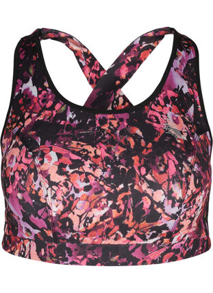 Mønstrete sports-BH med krysset rygg, Multi Pink, Packshot image number 0