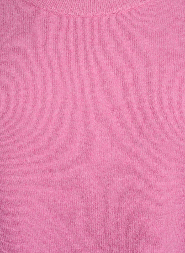 Strikket bluse med korte ermer, Rosa, Packshot image number 2