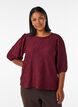 Bluse med tekstur og 3/4 ermer, R&oslash;d, Model image number 0