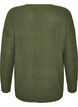 Lang ribbestrikket bluse med V-hals, Gr&oslash;nn, Packshot image number 1