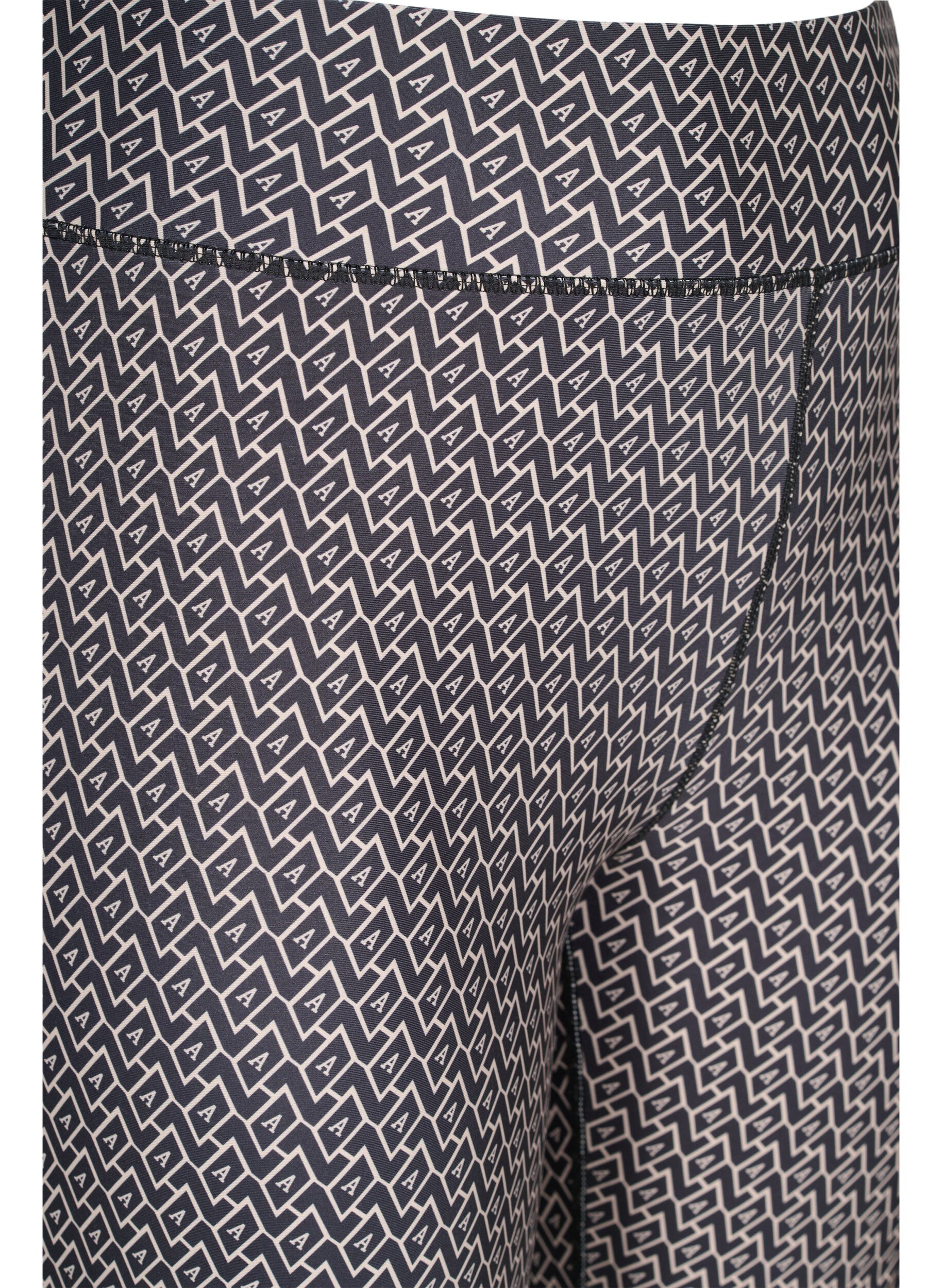 Zizzi M&oslash;nstret treningsshorts, Black w. Text Print, Packshot image number 2