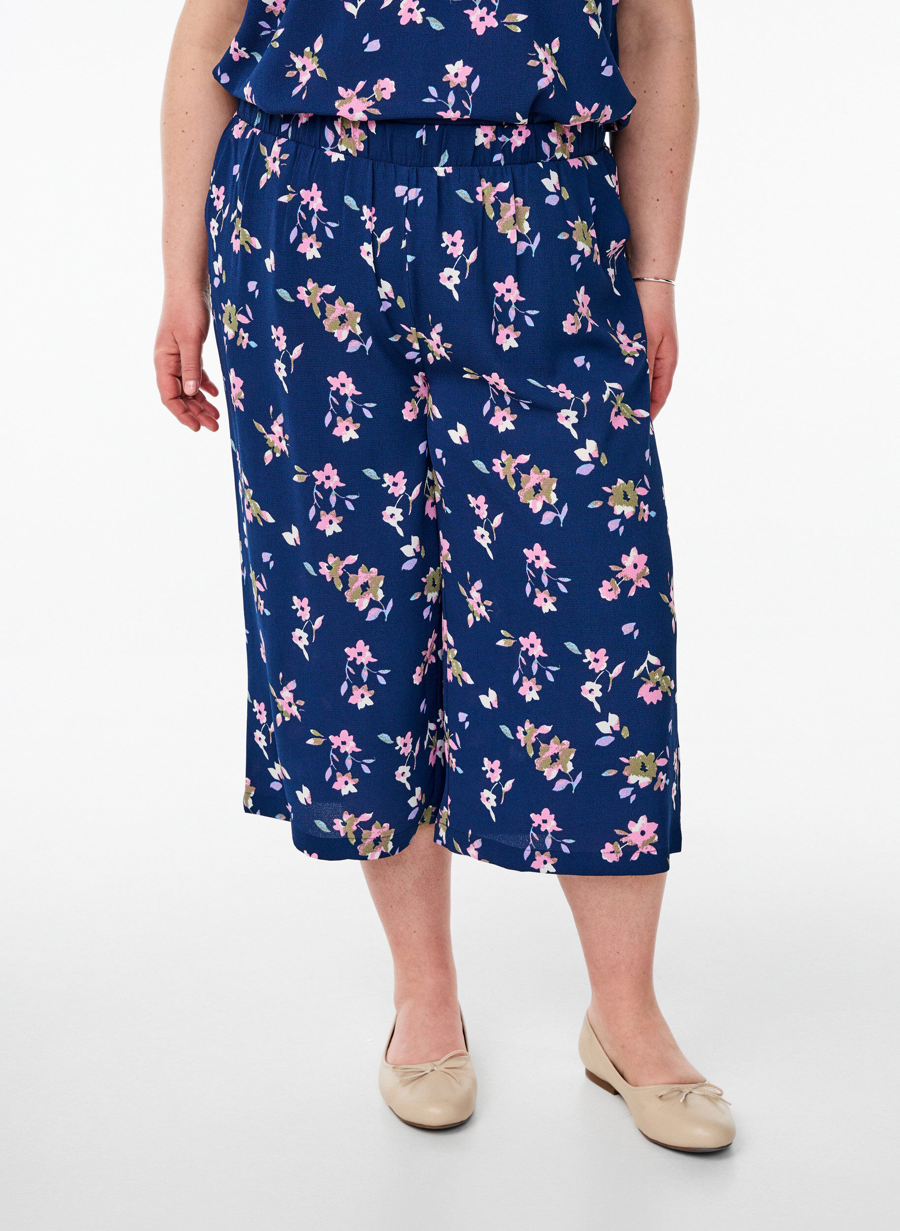 ZizziCulottebukser med m&oslash;nster, Bl&aring;, Model image number 2