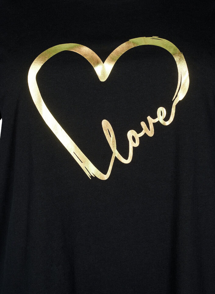 Bomulls-t-skjorte med motiv, Black w. Gold Love, Packshot image number 2