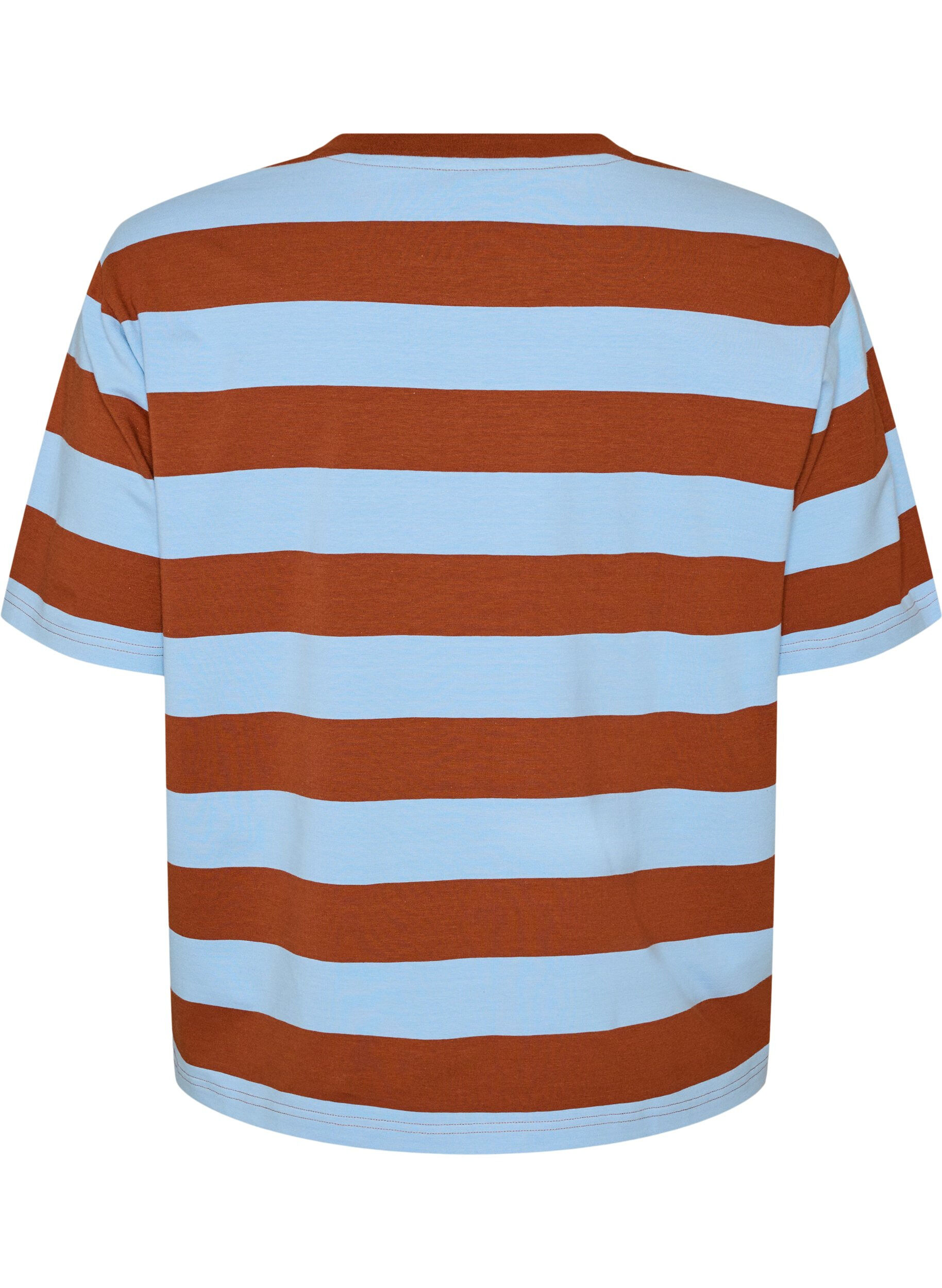 ZizziOversized T-skjorte med striper og 1/2 ermer, Bl&aring;, Packshot image number 1