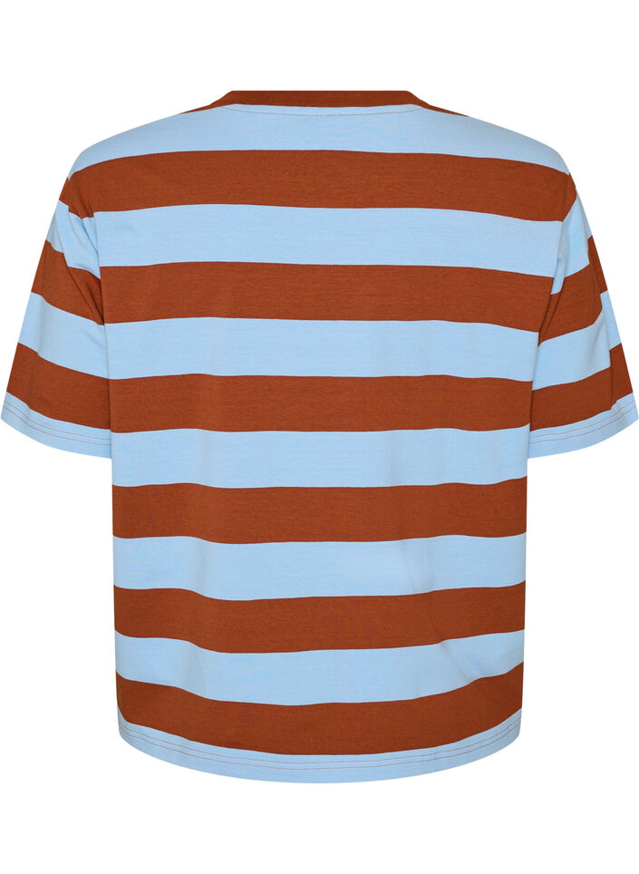 Oversized T-skjorte med striper og 1/2 ermer, Bl&aring;, Packshot image number 1