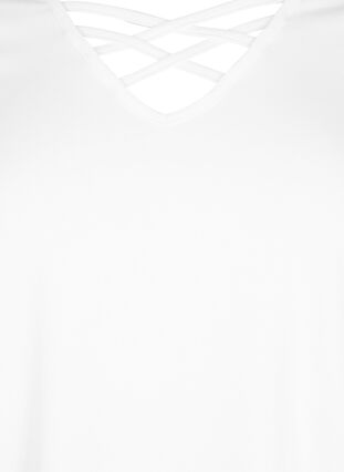 T-skjorte med V-hals og kryssdetalj, Warm Off-white, Packshot image number 2