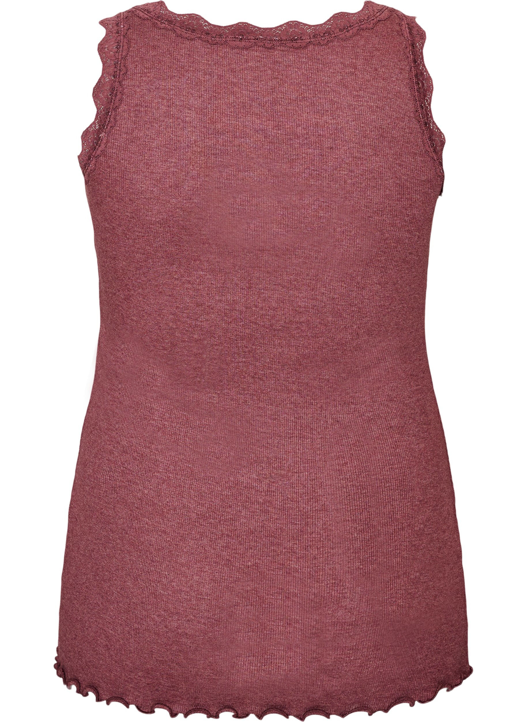 ZizziRibbet topp med blondedetalj, R&oslash;d, Packshot image number 1