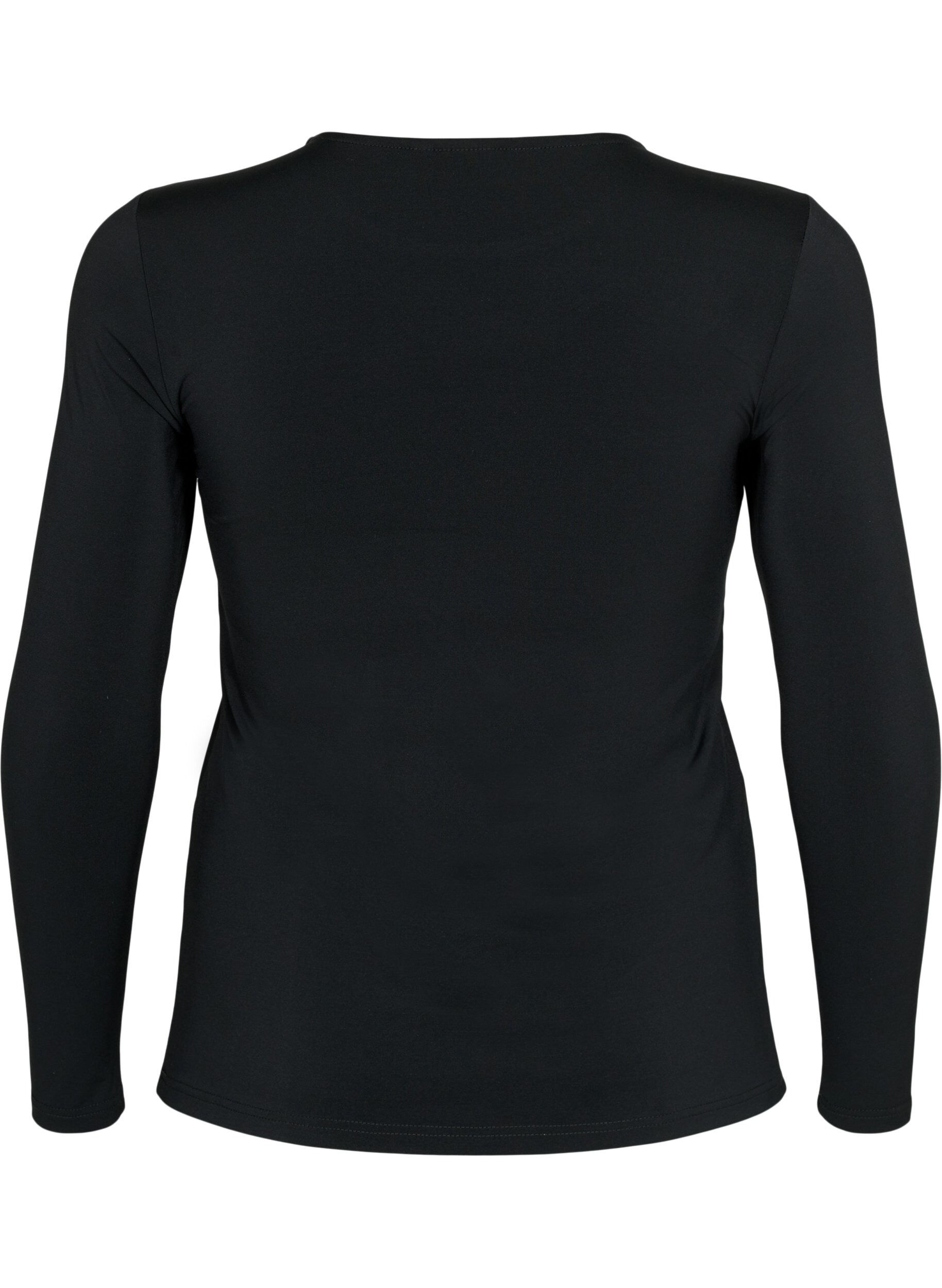 Zizzi Cut-out bluse med lange ermer, Black, Packshot image number 1