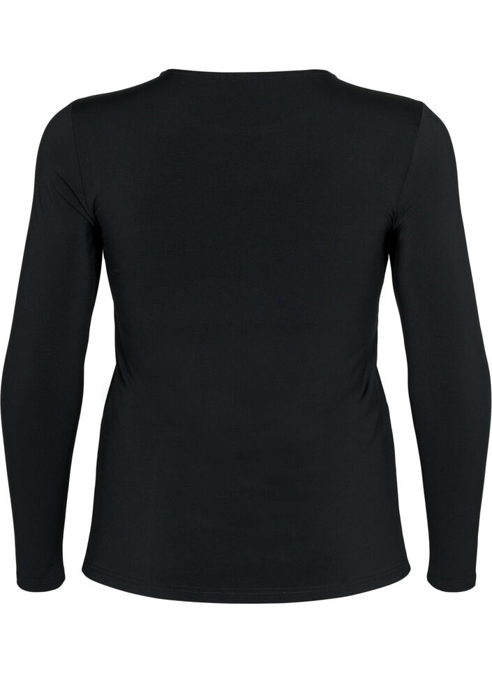 Cut-out bluse med lange ermer, Black, Packshot image number 1