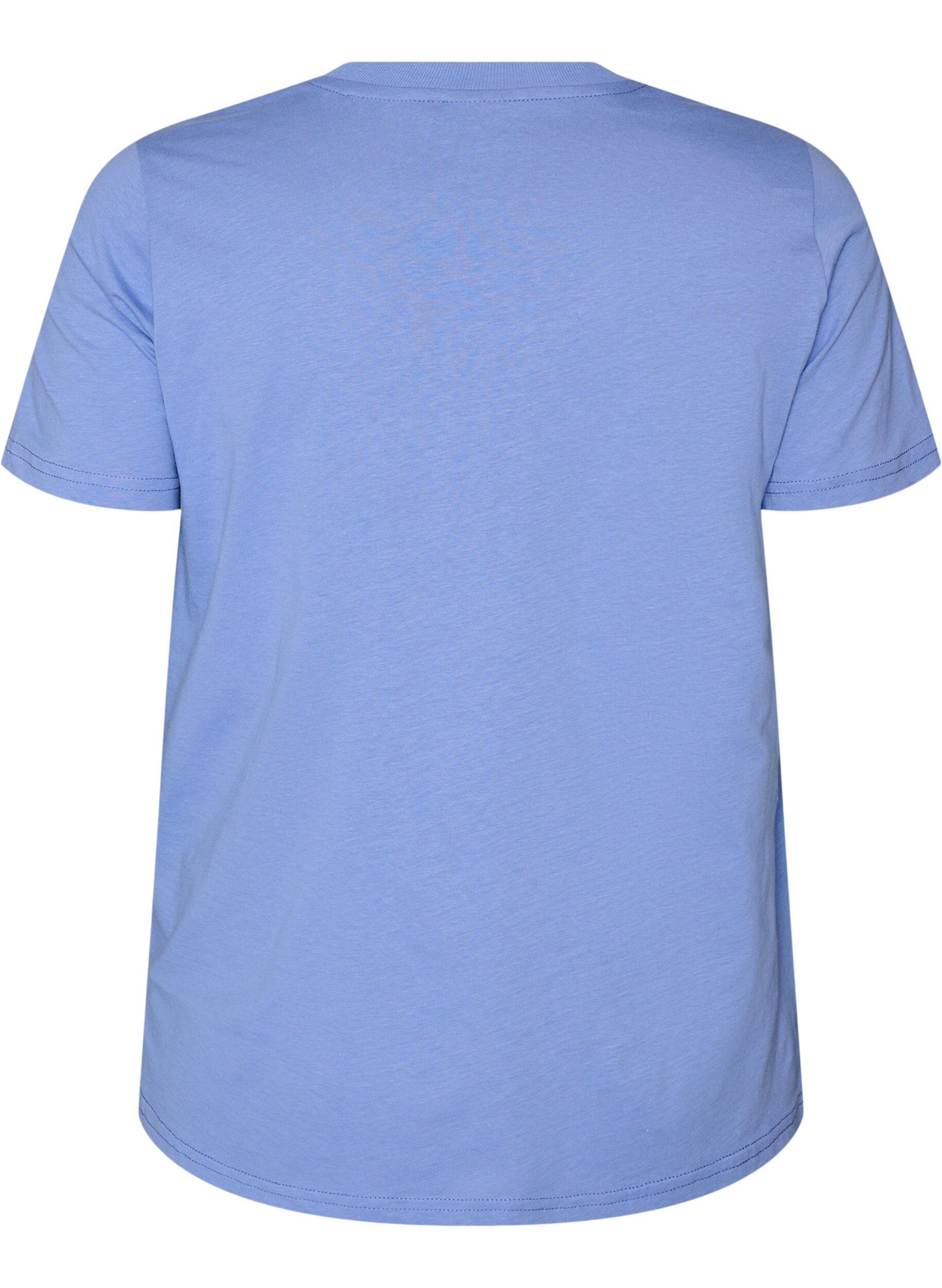 ZizziBasic T-skjorte i bomull med rund hals, Lilla, Packshot image number 1
