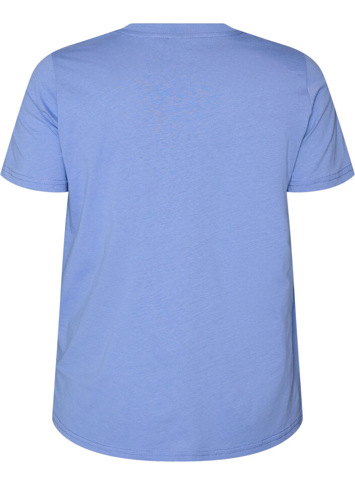 Basic T-skjorte i bomull med rund hals, Lilla, Packshot image number 1
