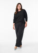 Langermet bluse med blomstrete tekstur, Svart, Model image number 1