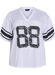 Sporty T-skjorte med fronttrykk, White