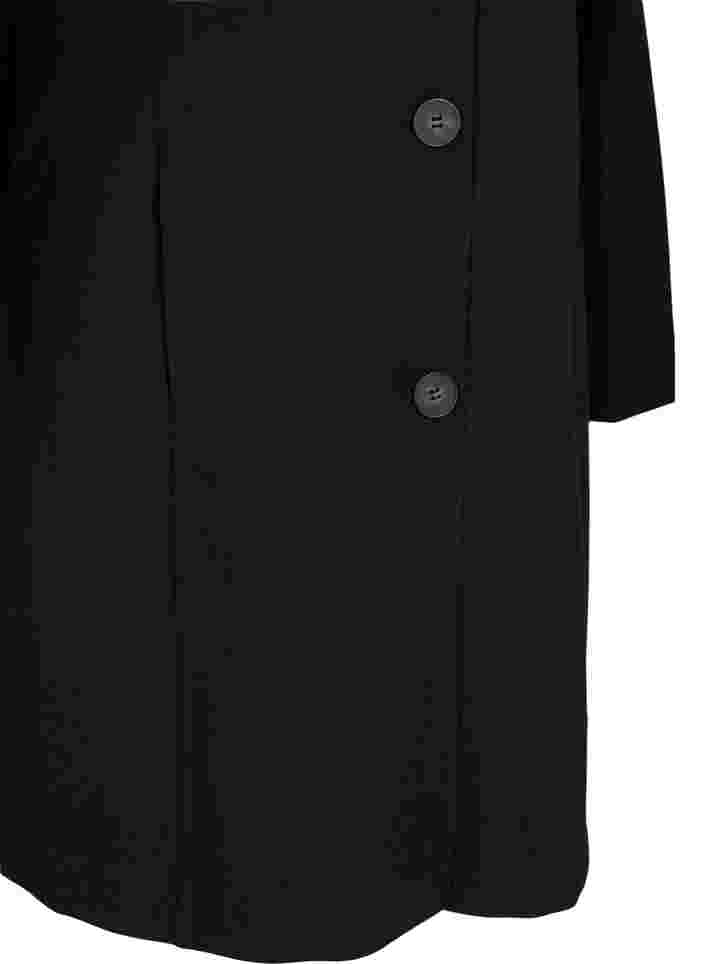 Lang jakke med knappelukking, Black, Packshot image number 3