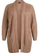 FLASH - Lang ribbestrikket cardigan med lommer, Brun, Packshot image number 0