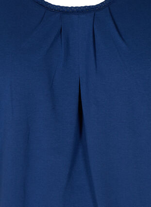 Kortermet T-skjorte med rund hals og blondekant, Twilight Blue, Packshot image number 2