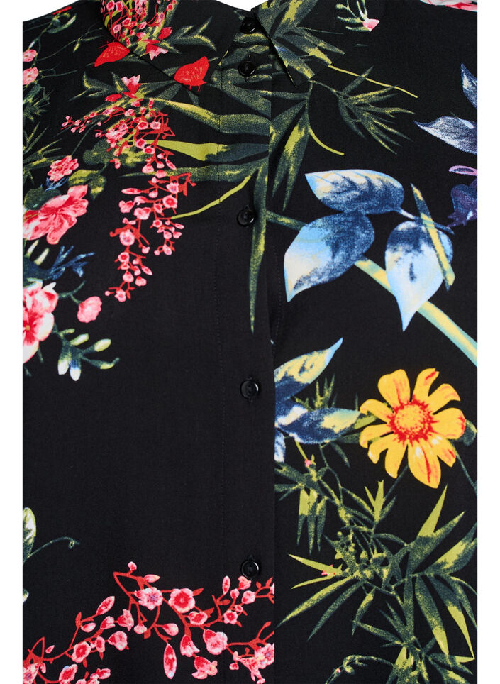 Loose fit lang skjorte i viskose, Svart, Packshot image number 2