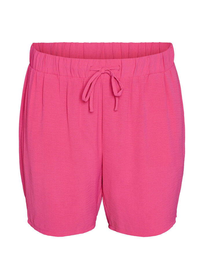 Shorts med lommer og elastisk linning, Rosa, Packshot image number 0