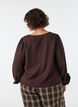 Viskosebluse med V-hals og ballongsilhuett, Brun, Model image number 2