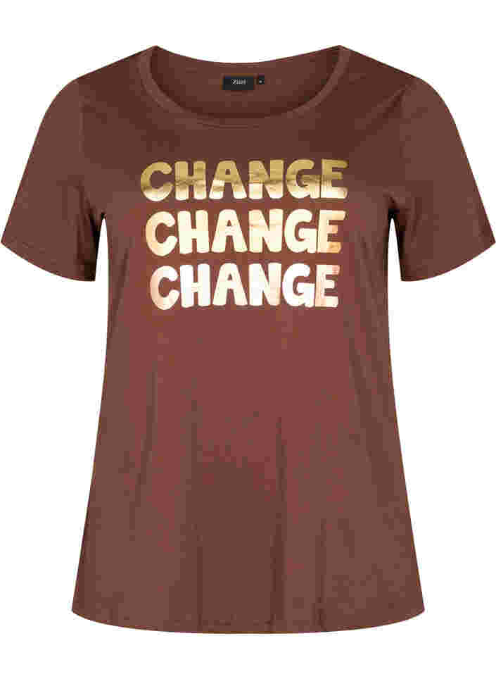 T-skjorte i bomull med korte ermer, Chestnut Change, Packshot image number 0