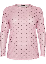 Mesh bluse med trykk, Rosa