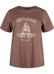 T-skjorte med trykk i økologisk bomull, Brown Wash W. Wisdom