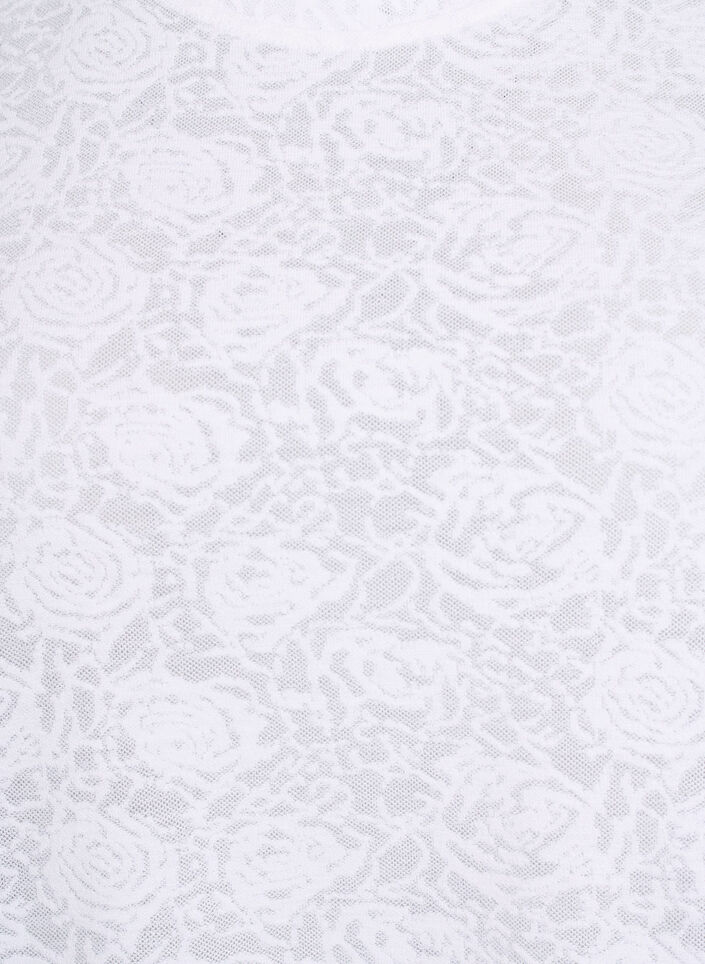 Kortermet bluse med rosemønstret tekstur, Hvit, Packshot image number 2
