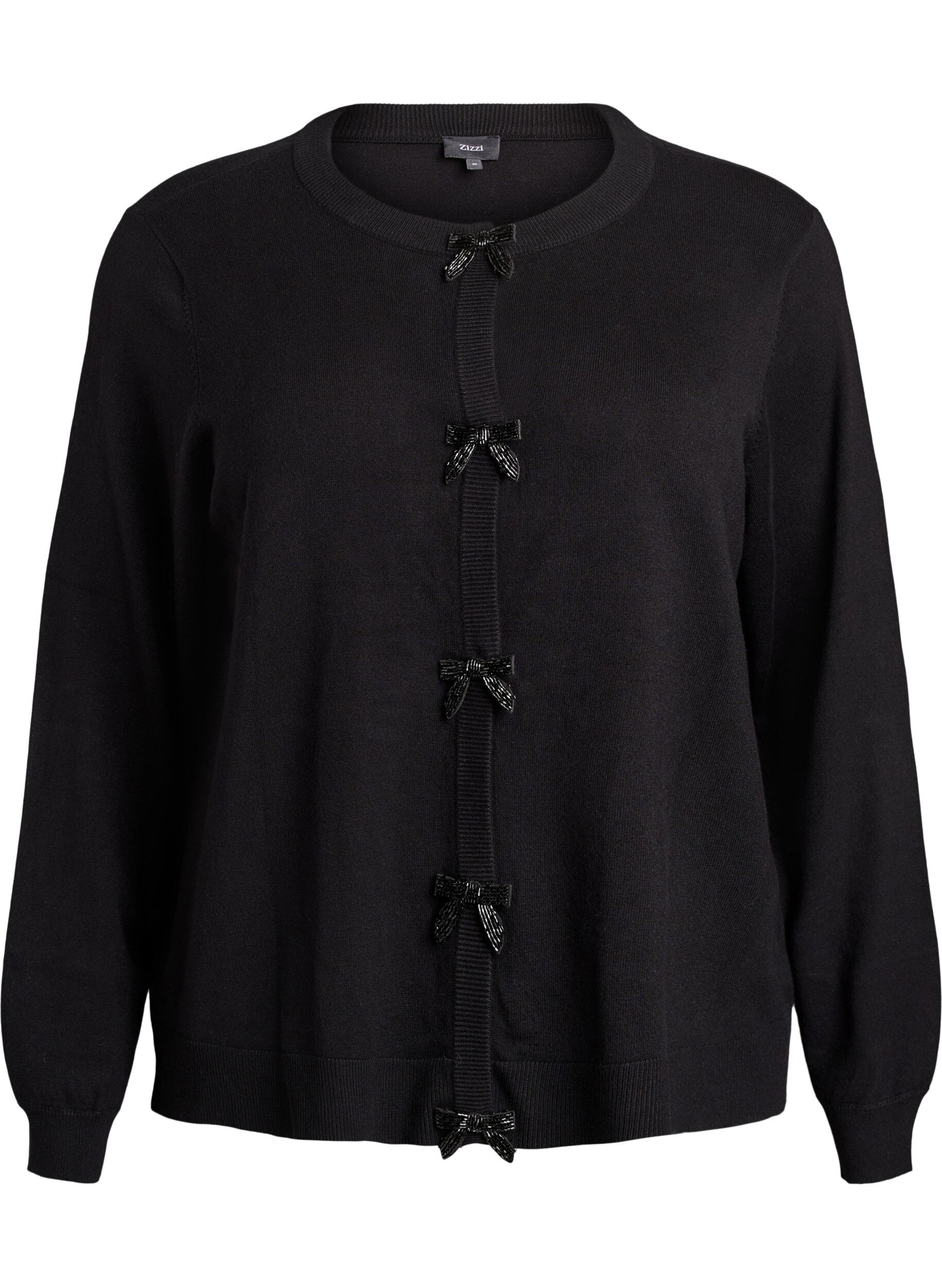 Cardigan med perleb&aring;ndbroderte sl&oslash;yfer og trykknapper