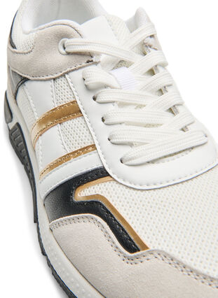 Sneakers med wide fit, White/Gold, Packshot image number 3