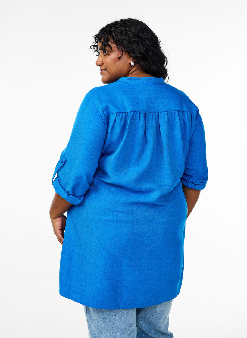 Tunika med rund hals, Blå, Model image number 2