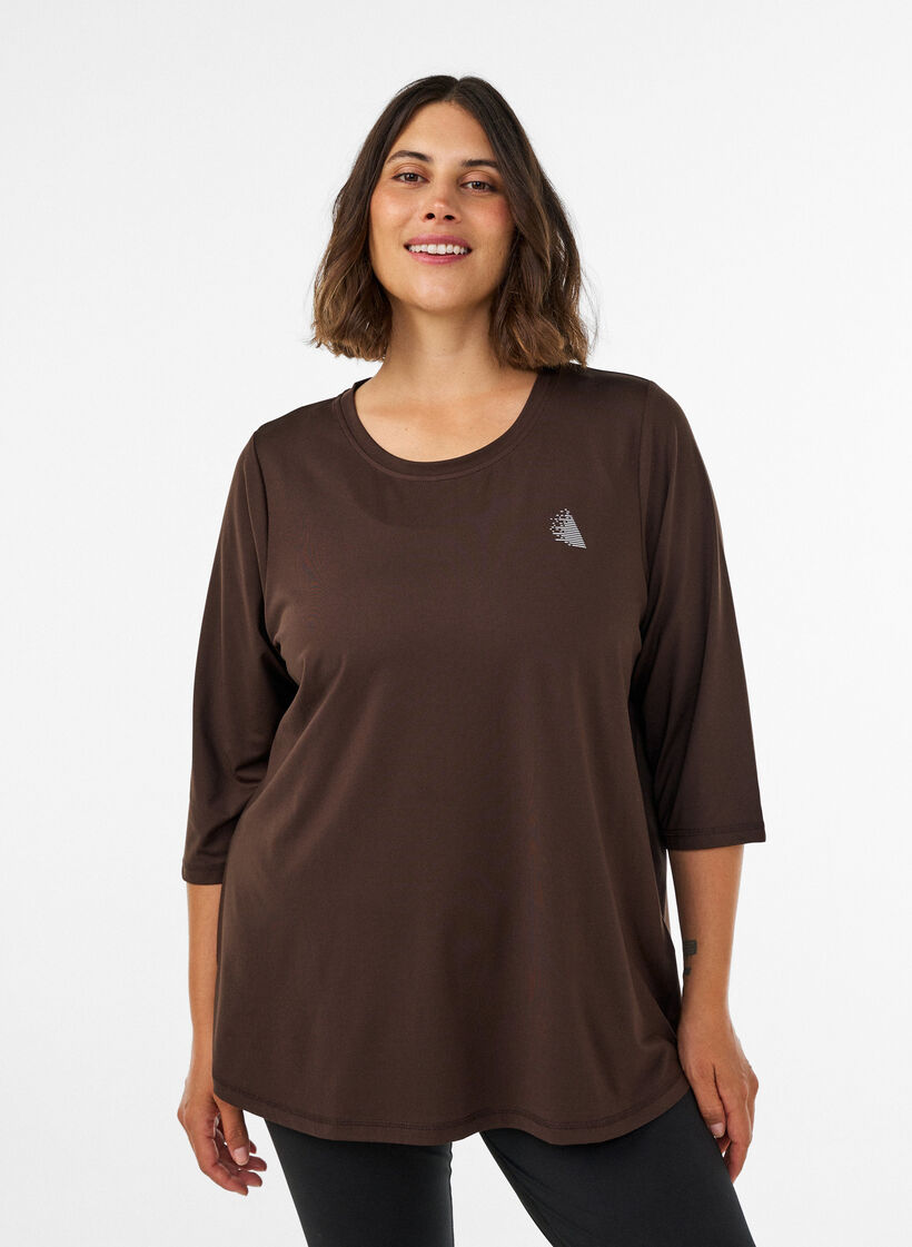 Treningsgenser med 3/4-ermer, Brun, Model image number 0