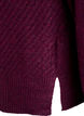 Strikkebluse med V-formet ribbem&oslash;nster og splitter, Lilla, Packshot image number 3