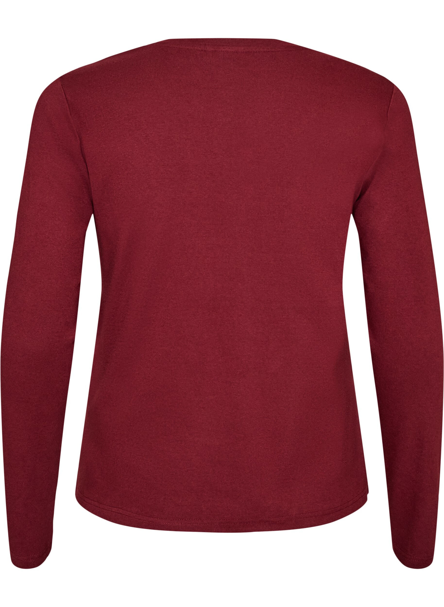 ZizziLangermet basis-T-skjorte med rund hals, R&oslash;d, Packshot image number 1