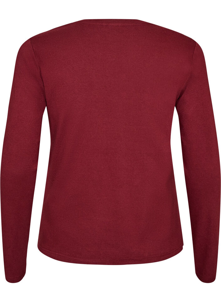 Langermet basis-T-skjorte med rund hals, R&oslash;d, Packshot image number 1
