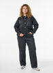 Straight fit jeans med rhinesteiner og høy midje, Grå, Model image number 0