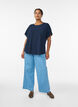Kortermet bluse med rund hals, Bl&aring;, Model image number 1