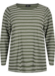 Bluse med lange ermer og stripete mønster, Thyme w. Stripe