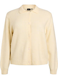 Strikket cardigan med krage og knapper, Anise Flower Mel.