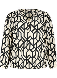 FLASH - bluse med lange ermer og trykk, Birch Black Graphic