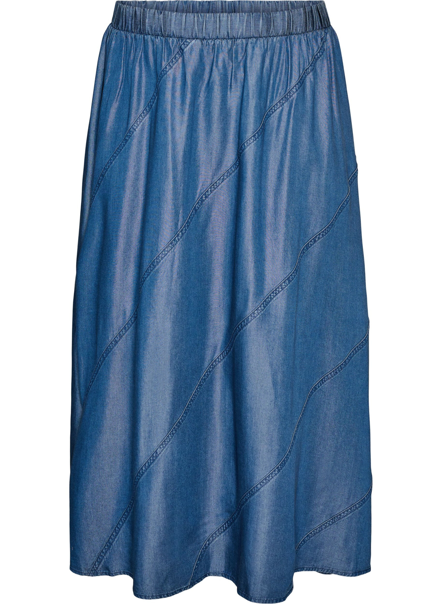 ZizziMaxiskj&oslash;rt i plagg i denim i TENCEL&trade; Lyocell, Bl&aring;, Packshot image number 0