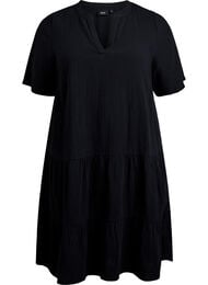 Kort A-linjekjole i bomullsmuslin, Black