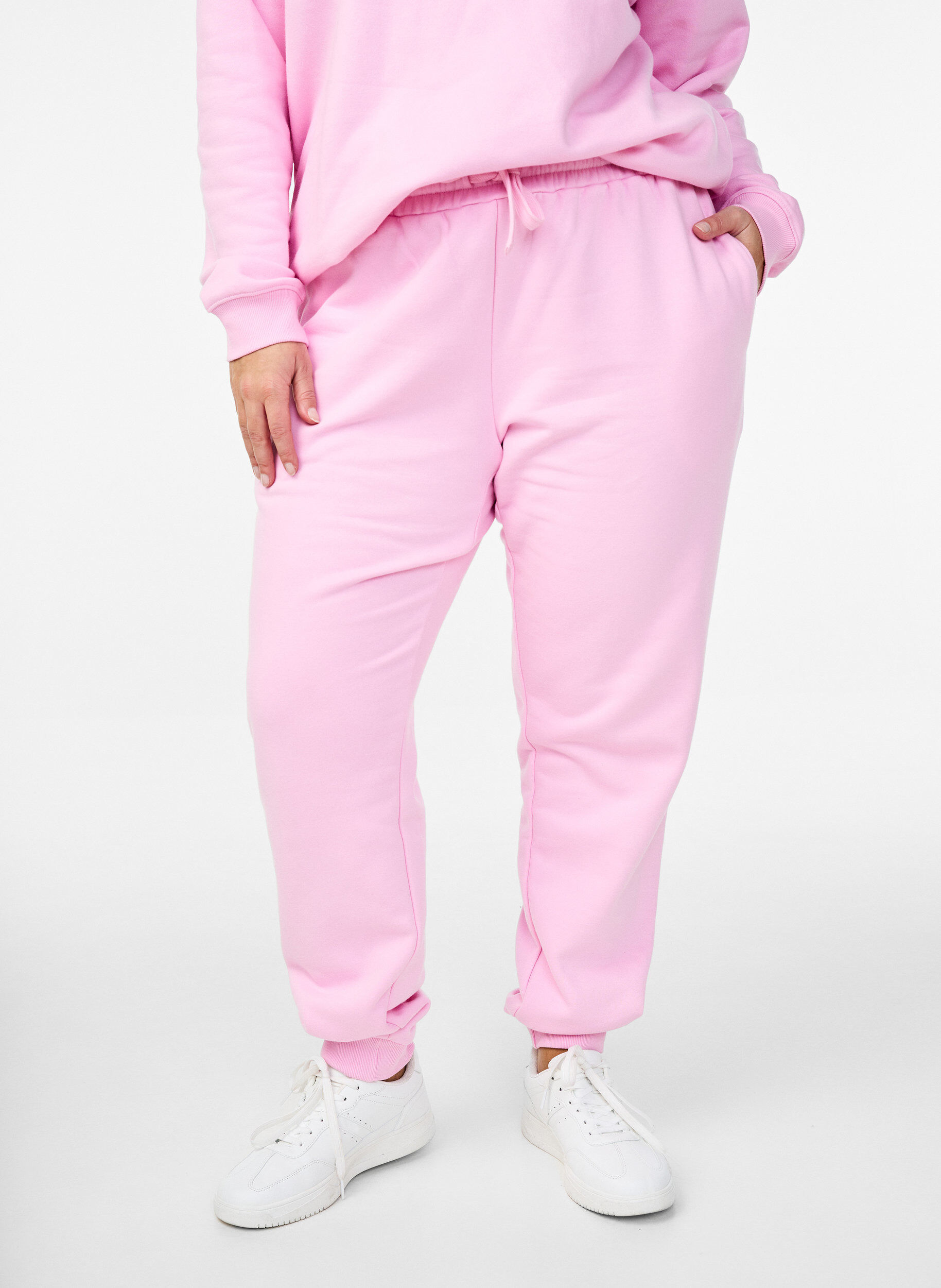 Zizzi Joggebukse med h&oslash;y midje, Rosa, Model image number 2