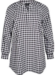 Rutete tunika med V-hals, Black/W. Gingham