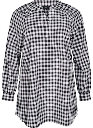 Zizzi Rutete tunika med V-hals, Black/W. Gingham, Packshot image number 0
