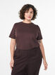 Basic T-skjorte i bomull med rund hals, Brun, Model image number 0