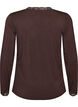 Viskose bluse med blonder og V-hals, Brun, Packshot image number 1