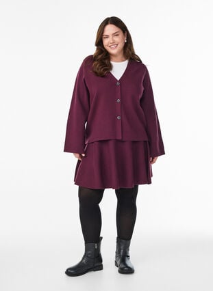 Zizzi Kort strikket A-linjeformet skjørt, Fig, Model image number 1