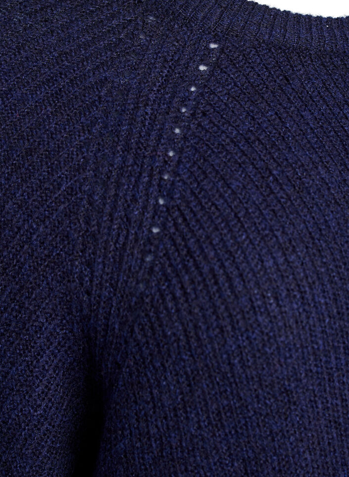 Ribbestrikket genser med 3/4 ermer, Bl&aring;, Packshot image number 3