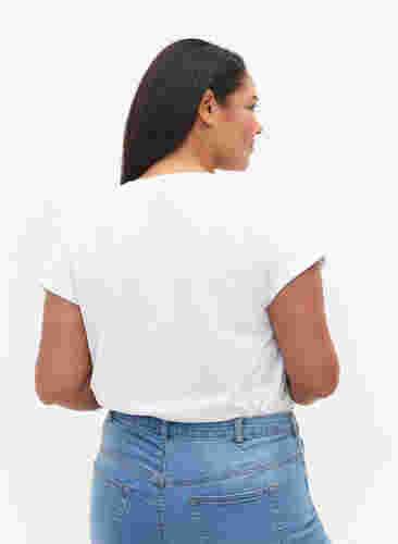 Kortermet T-skjorte i bomullsblanding, Bright White, Model image number 1